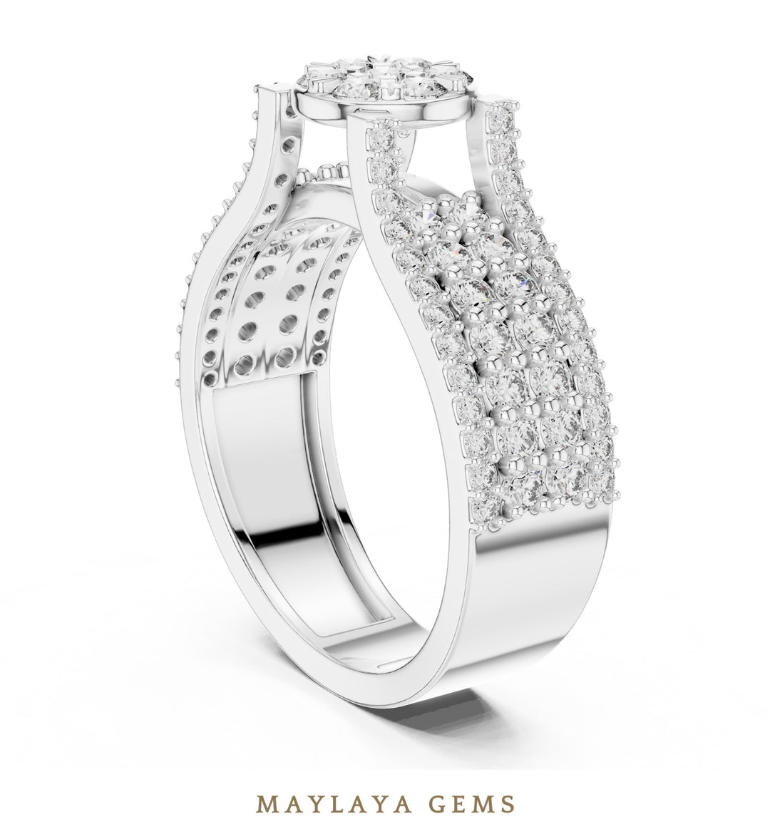 Maylaya Gems lab-grown diamond ring in white gold
