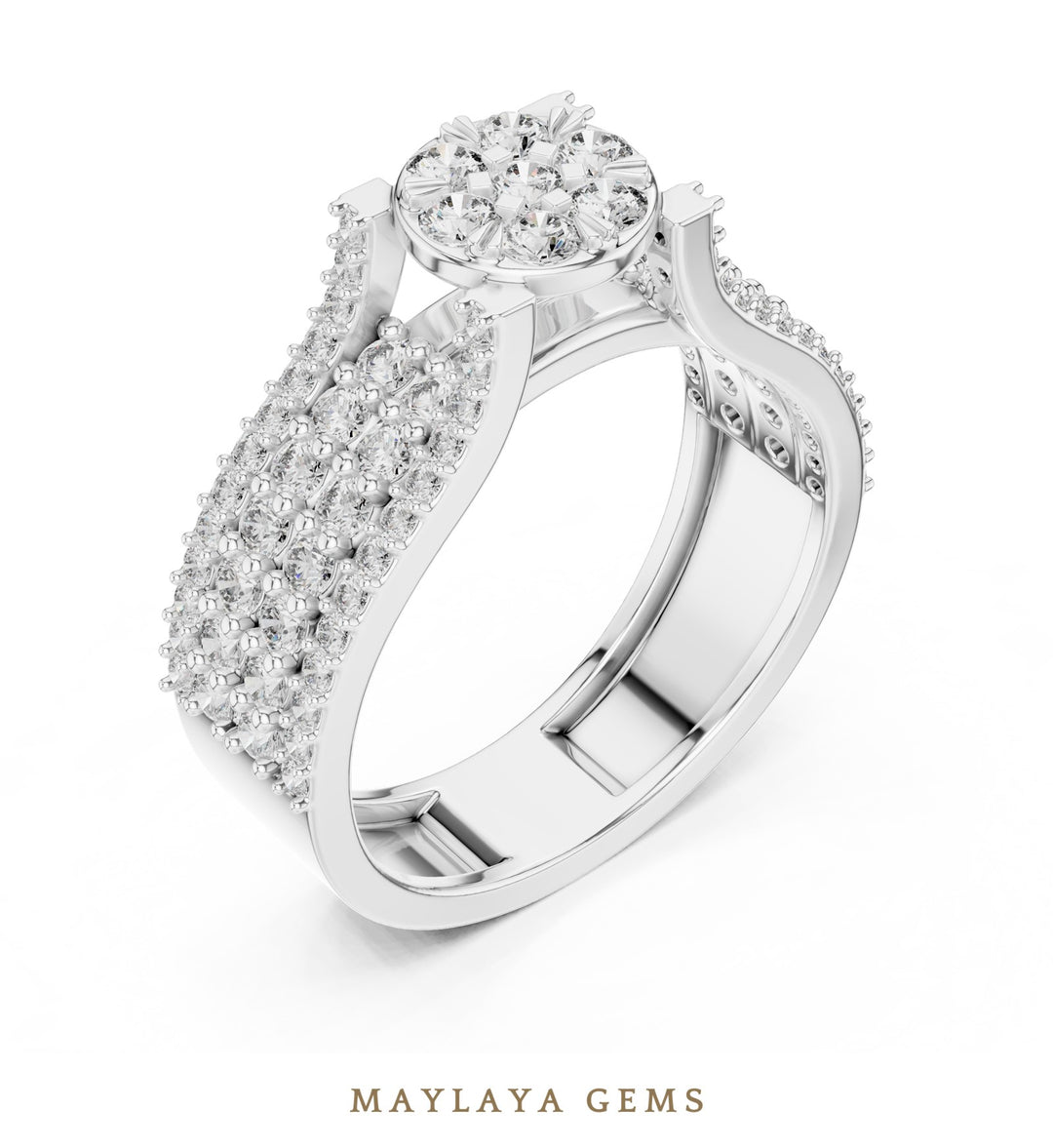 Maylaya Gems lab-grown diamond ring in white gold