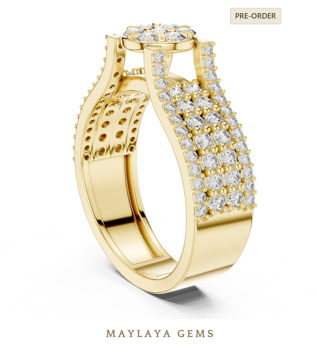 Maylaya Gems lab-grown diamond ring in yellow gold