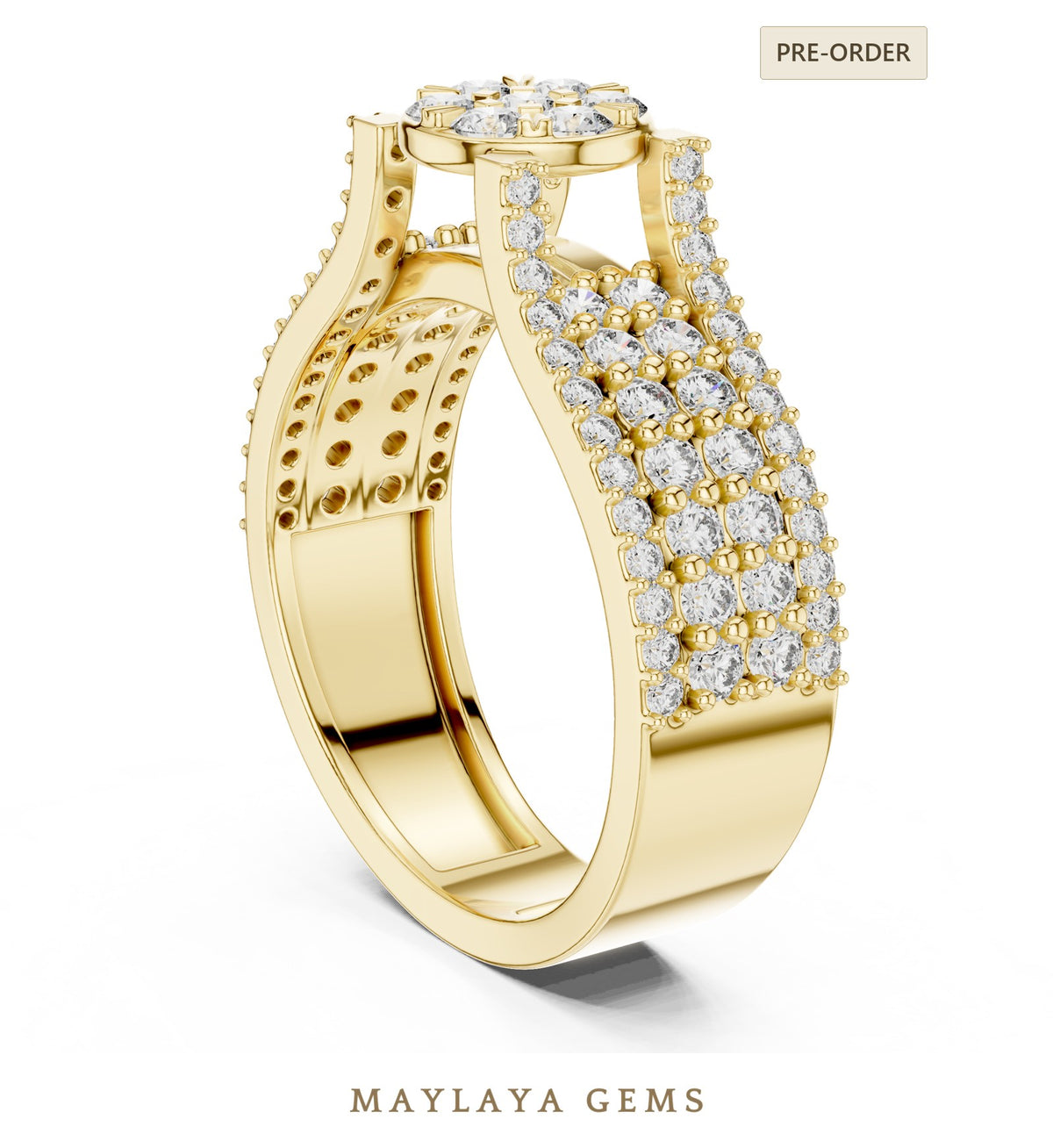 Maylaya gems lab grown diamond ring in yellow gold