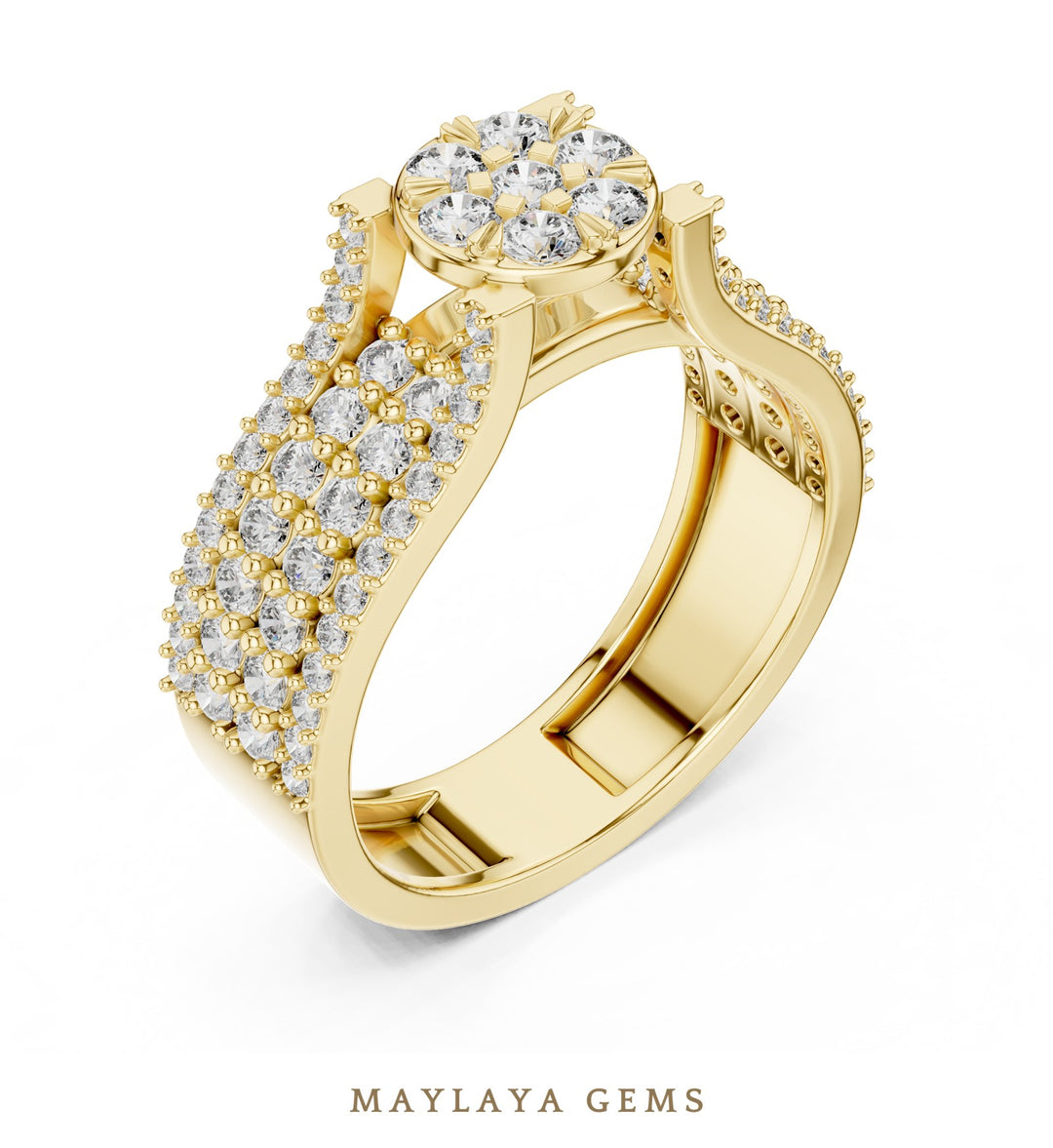 Maylaya Gems lab-grown diamond ring in yellow gold