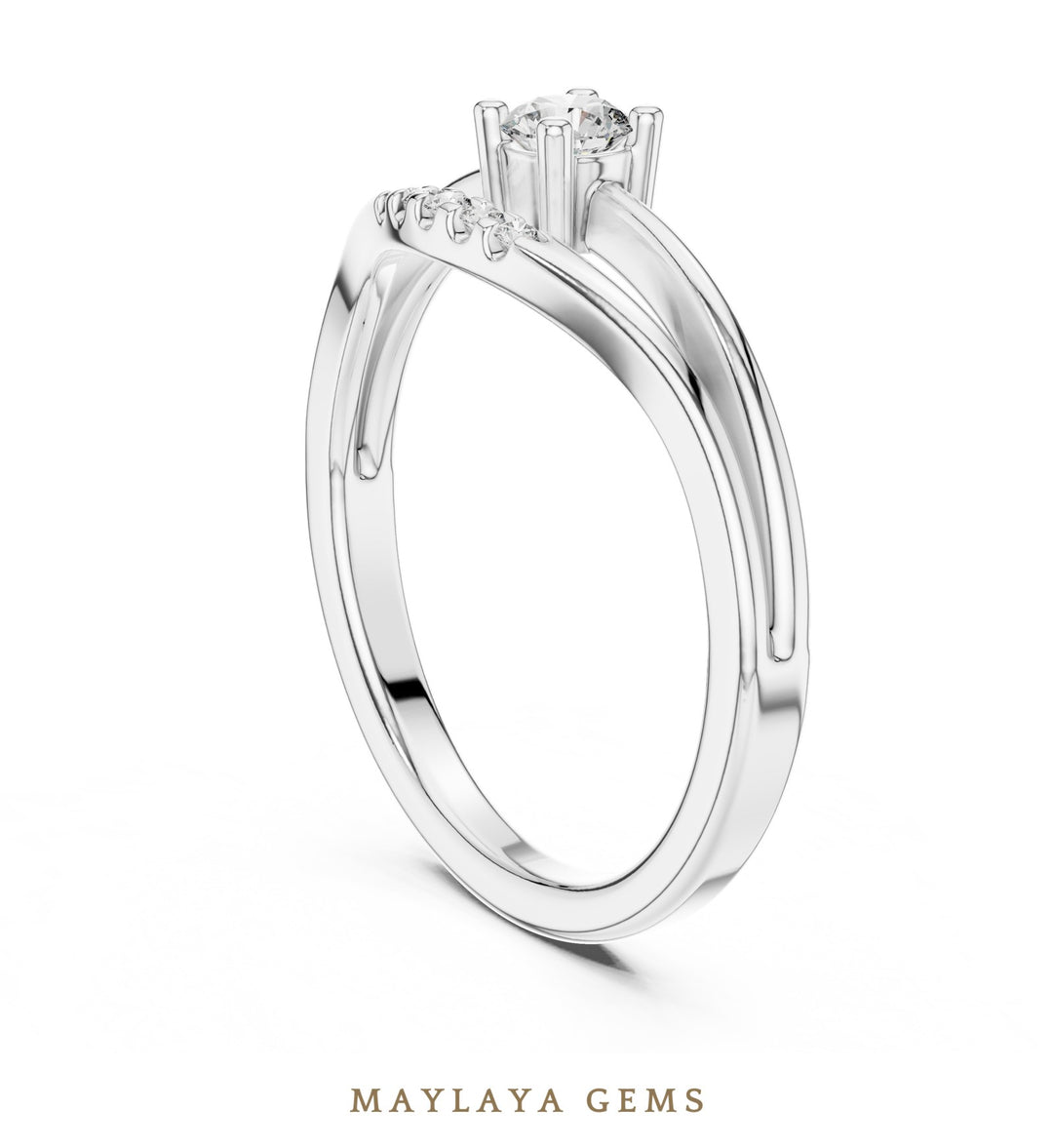 Maylaya Gems lab-grown diamond ring in white gold