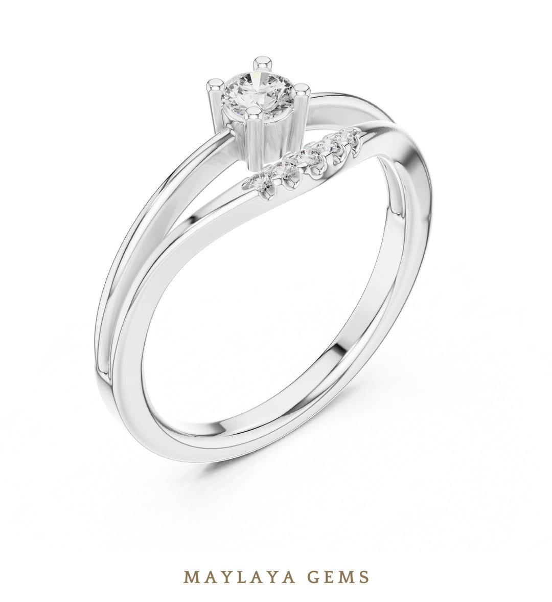 Maylaya Gems lab-grown diamond ring in white gold