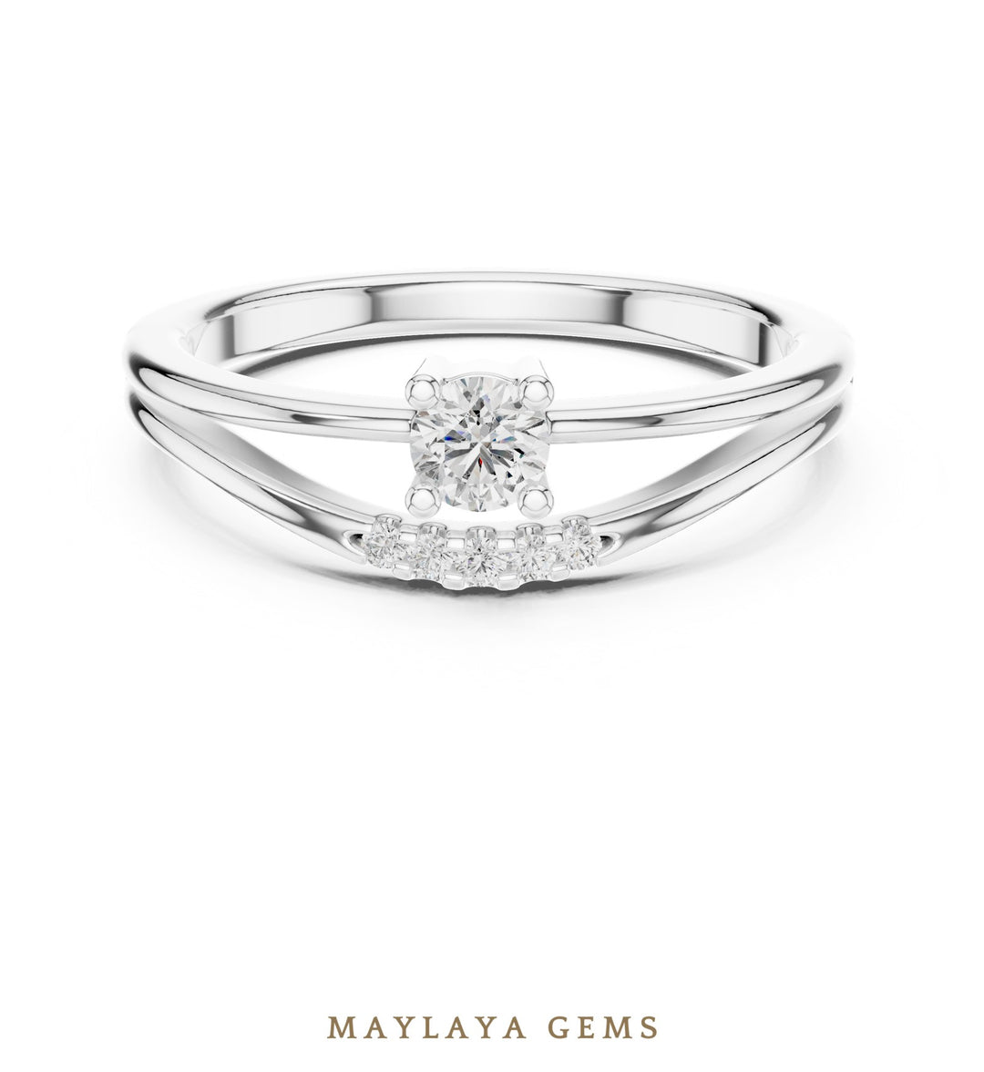 Maylaya Gems lab-grown diamond ring in white gold