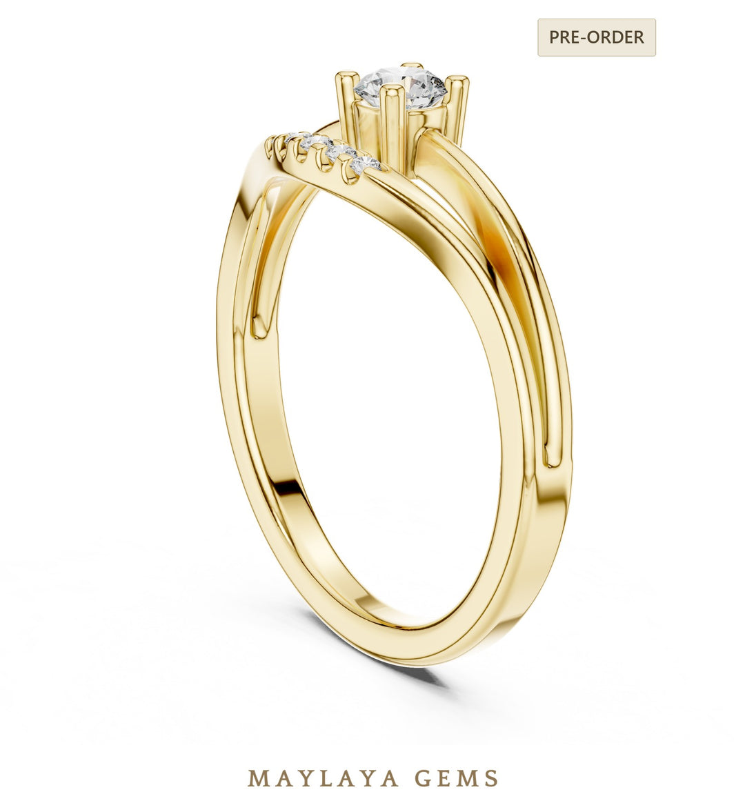Maylaya Gems lab-grown diamond ring in yellow gold