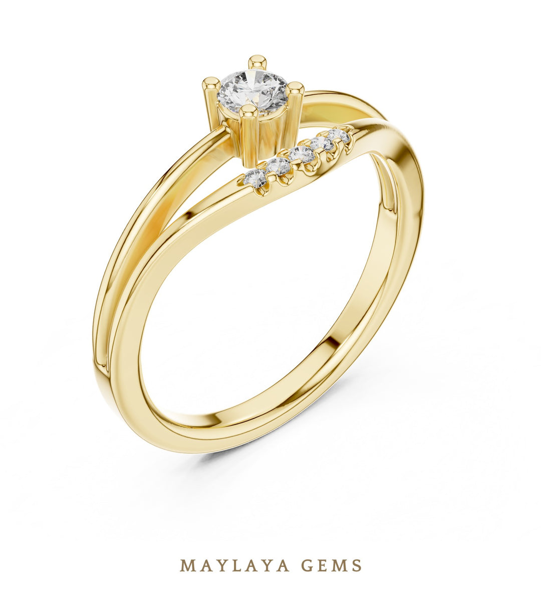 Maylaya Gems lab-grown diamond ring in yellow gold