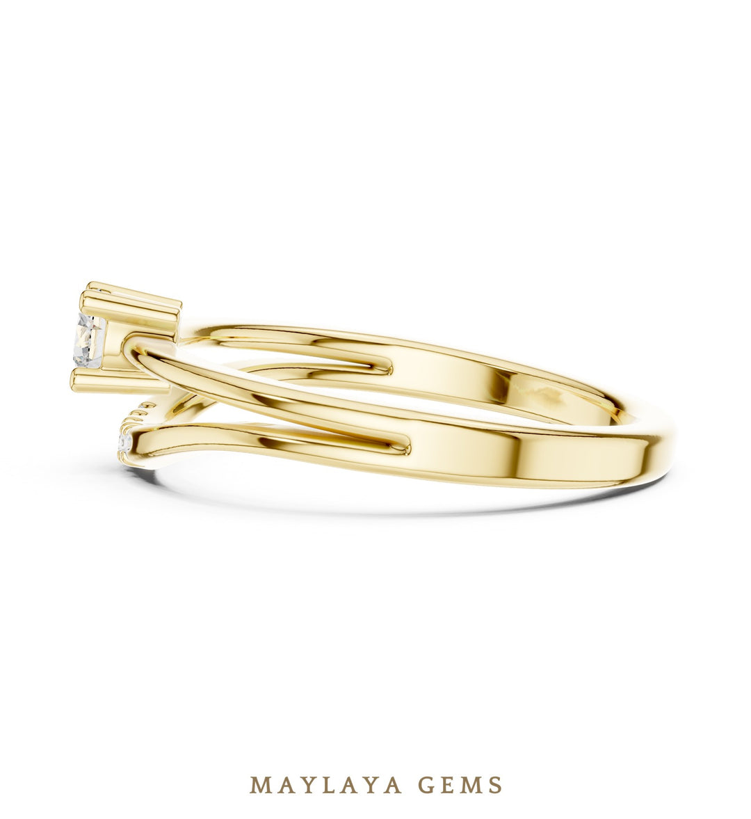 Maylaya Gems lab-grown diamond ring in yellow gold