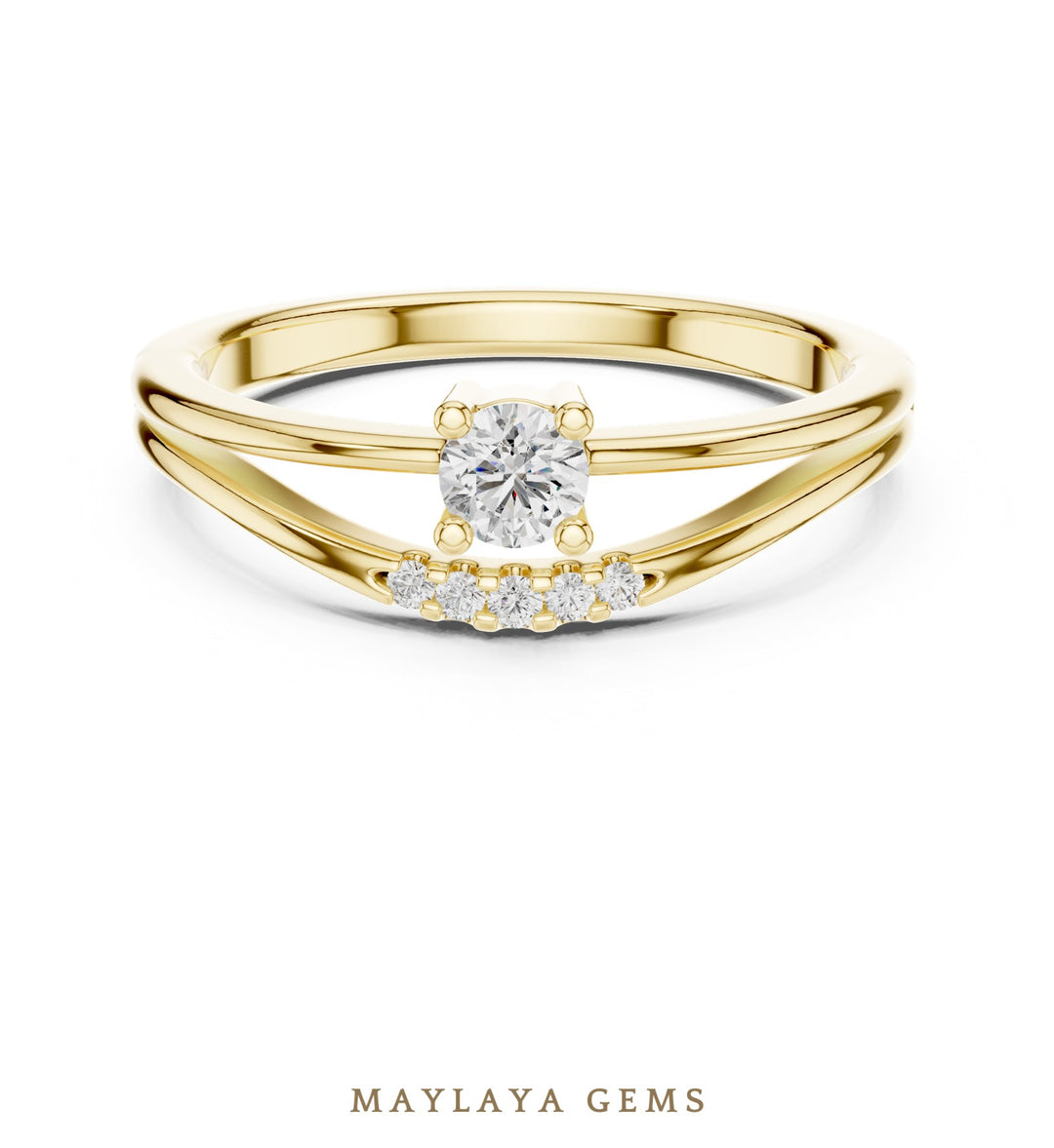 Maylaya Gems lab-grown diamond ring in yellow gold