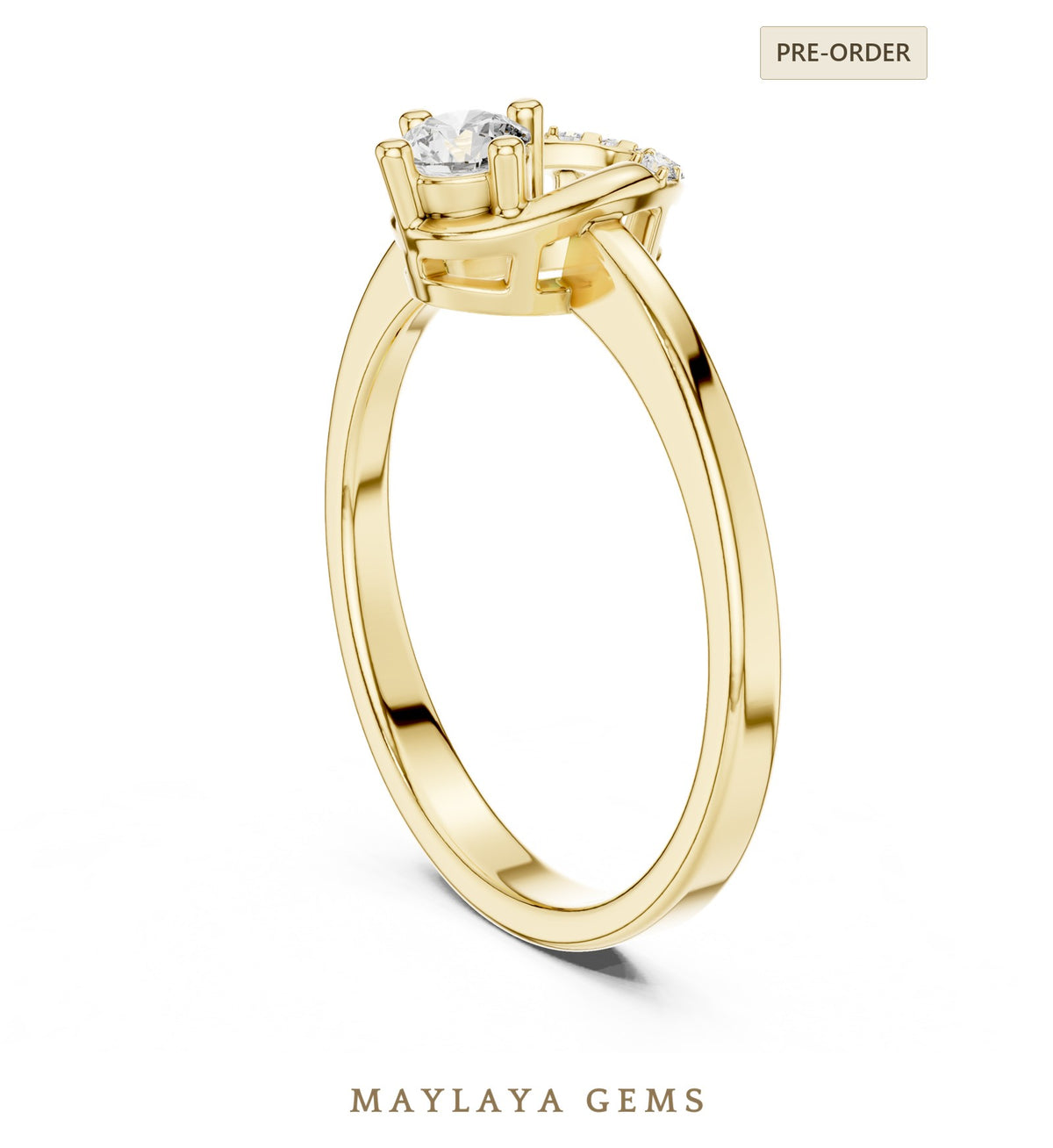 Maylaya gems lab grown diamond ring in yellow gold