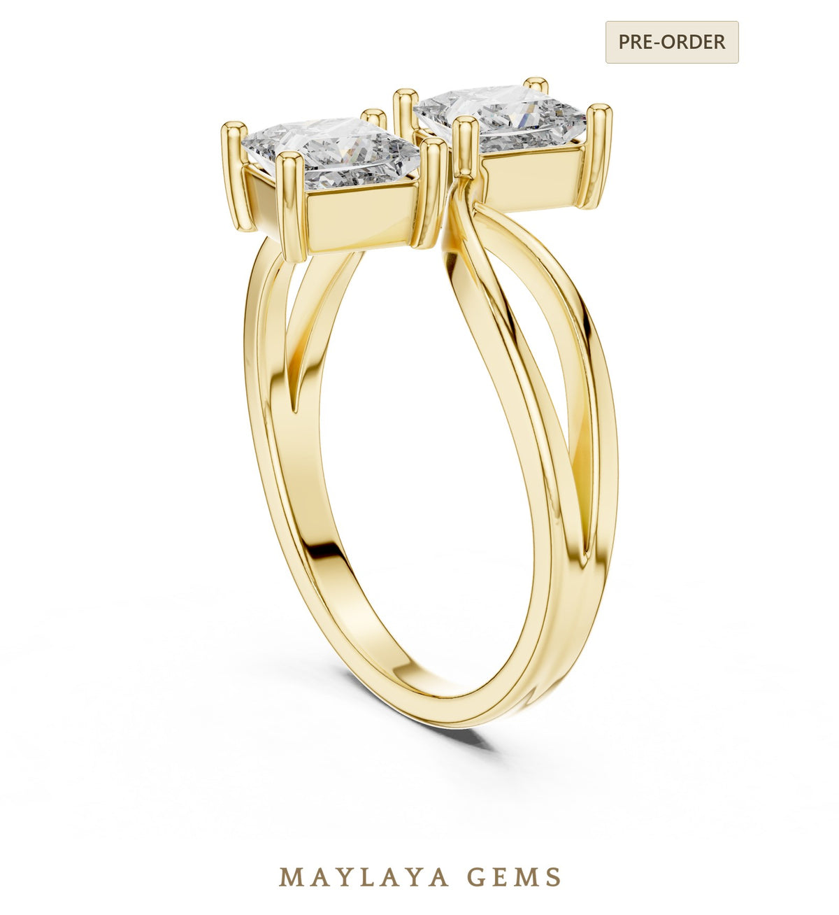 Maylaya gems lab grown diamond ring in yellow gold