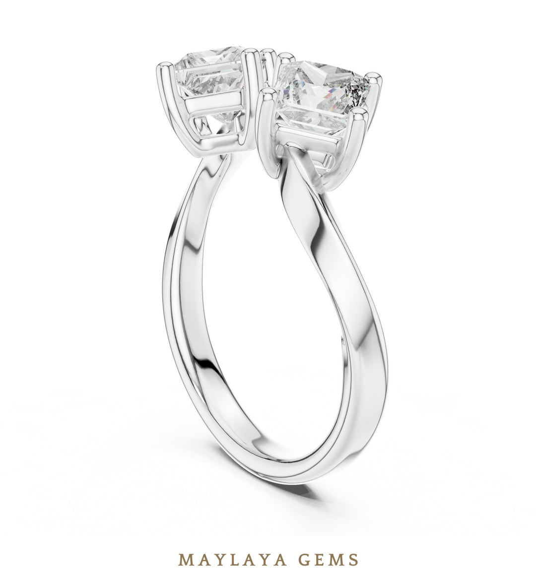 Maylaya Gems lab-grown diamond ring in white gold