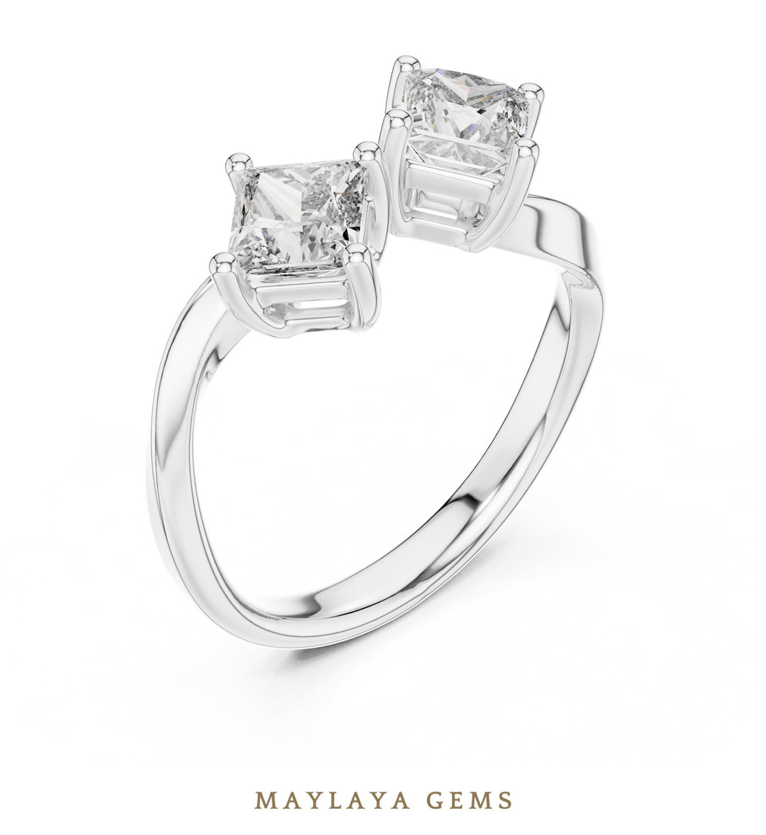 Maylaya Gems lab-grown diamond ring in white gold