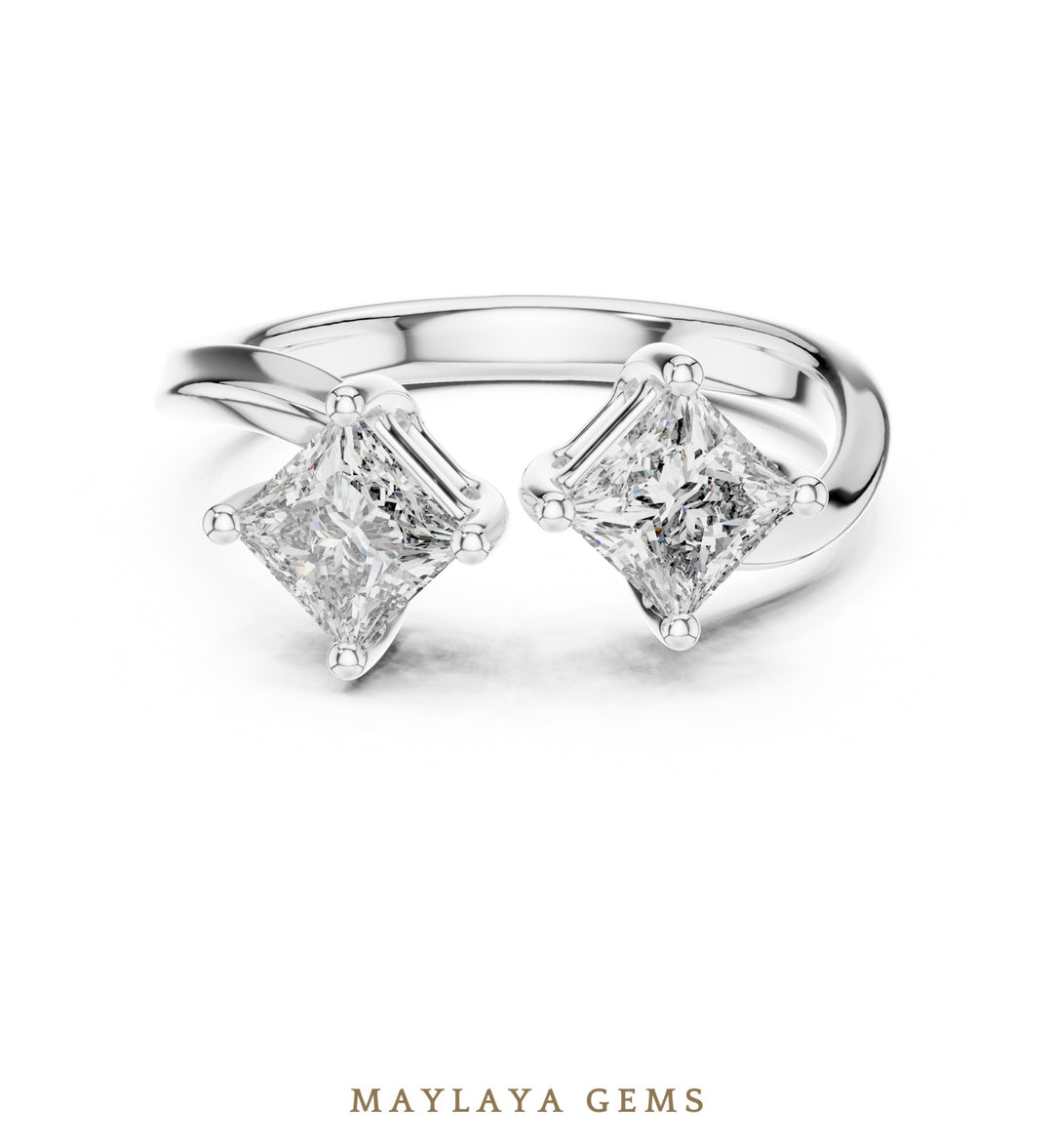 Maylaya Gems lab-grown diamond ring in white gold