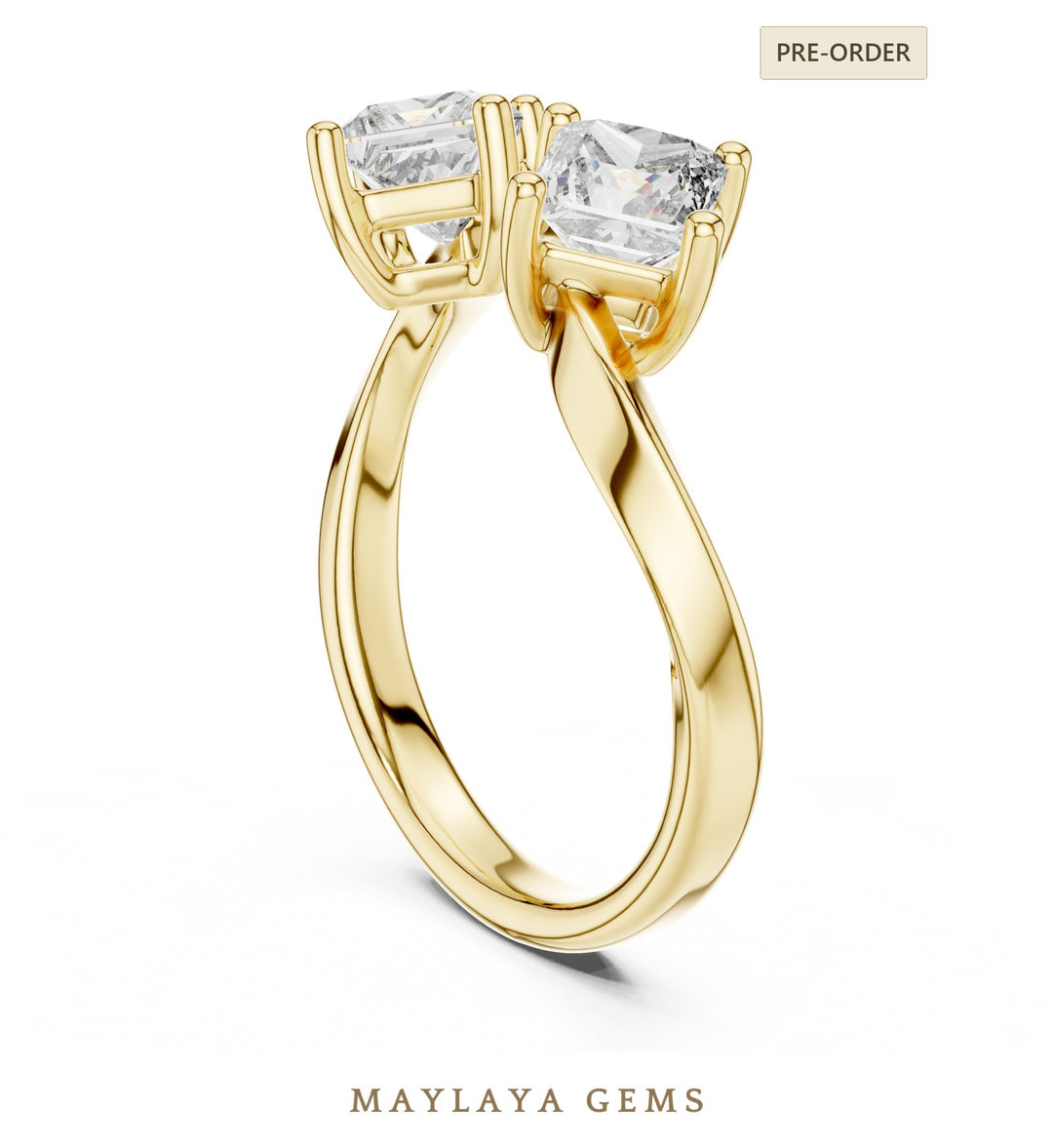 Maylaya Gems lab-grown diamond ring in yellow gold