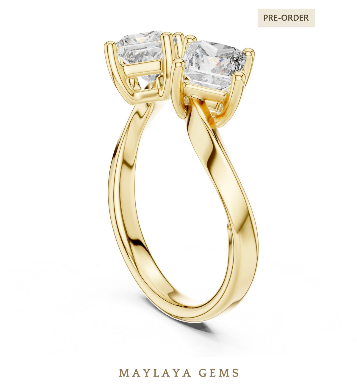 Maylaya gems lab grown diamond ring in yellow gold