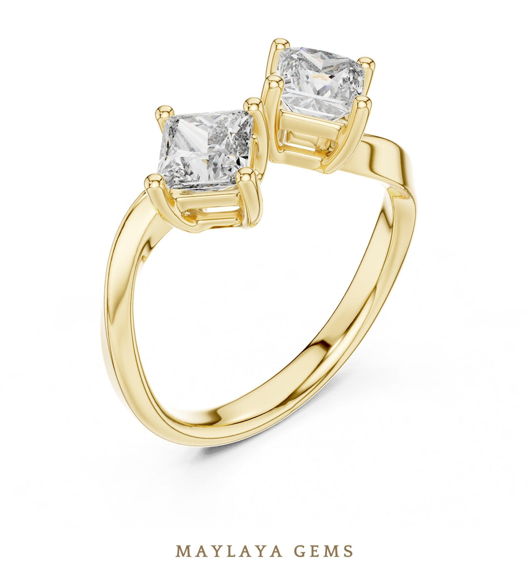 Maylaya Gems lab-grown diamond ring in yellow gold