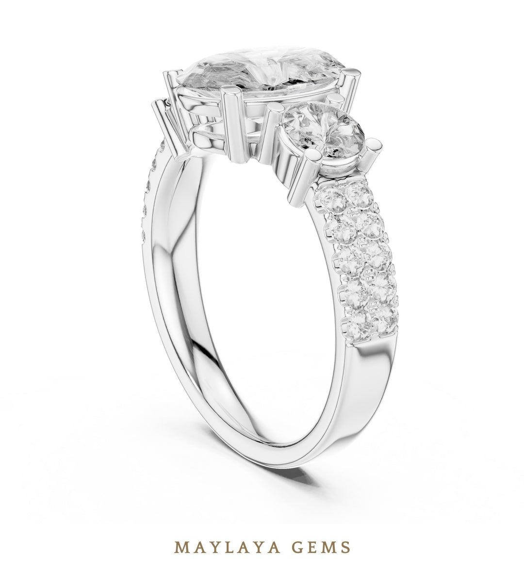 Maylaya Gems lab-grown diamond ring in white gold