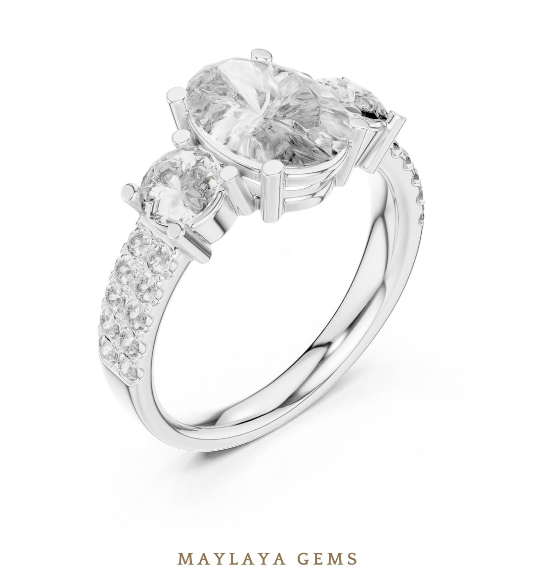 Maylaya Gems lab-grown diamond ring in white gold