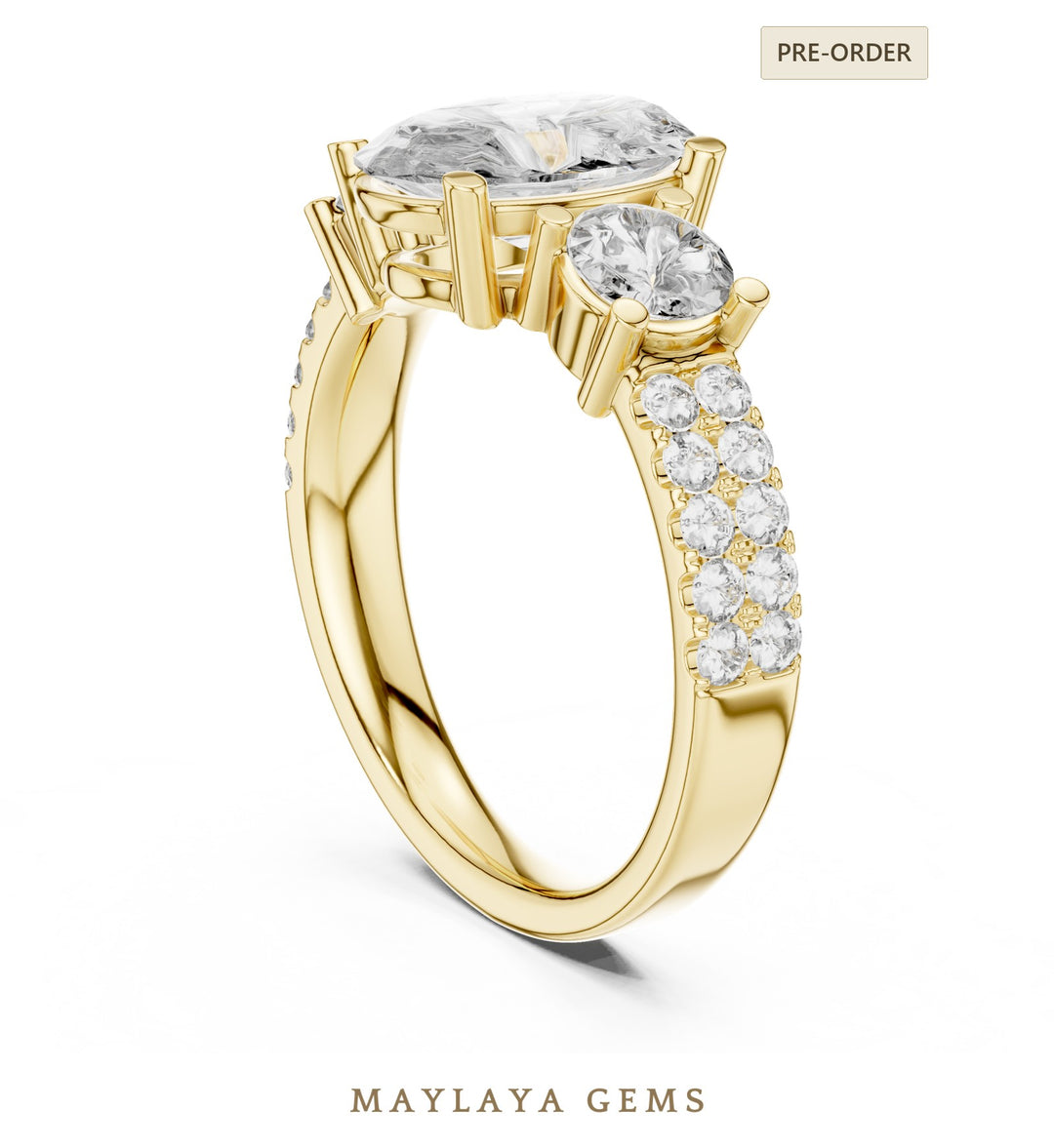 Maylaya Gems lab-grown diamond ring in yellow gold
