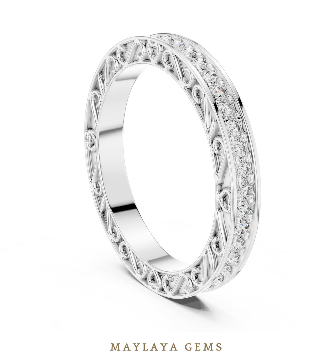 Maylaya Gems lab-grown diamond ring in white gold