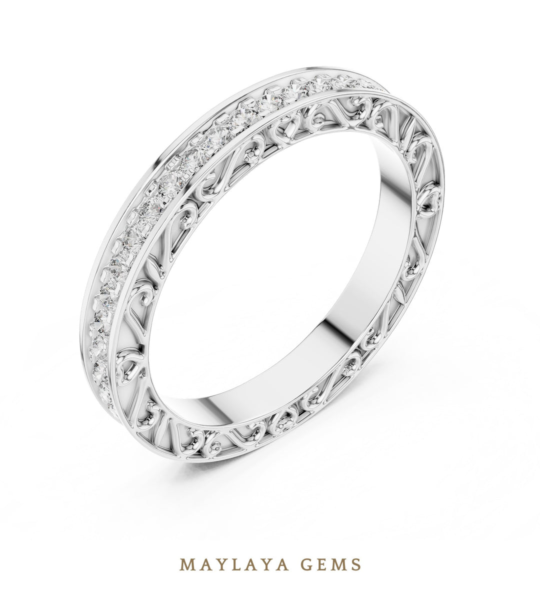 Maylaya Gems lab-grown diamond ring in white gold