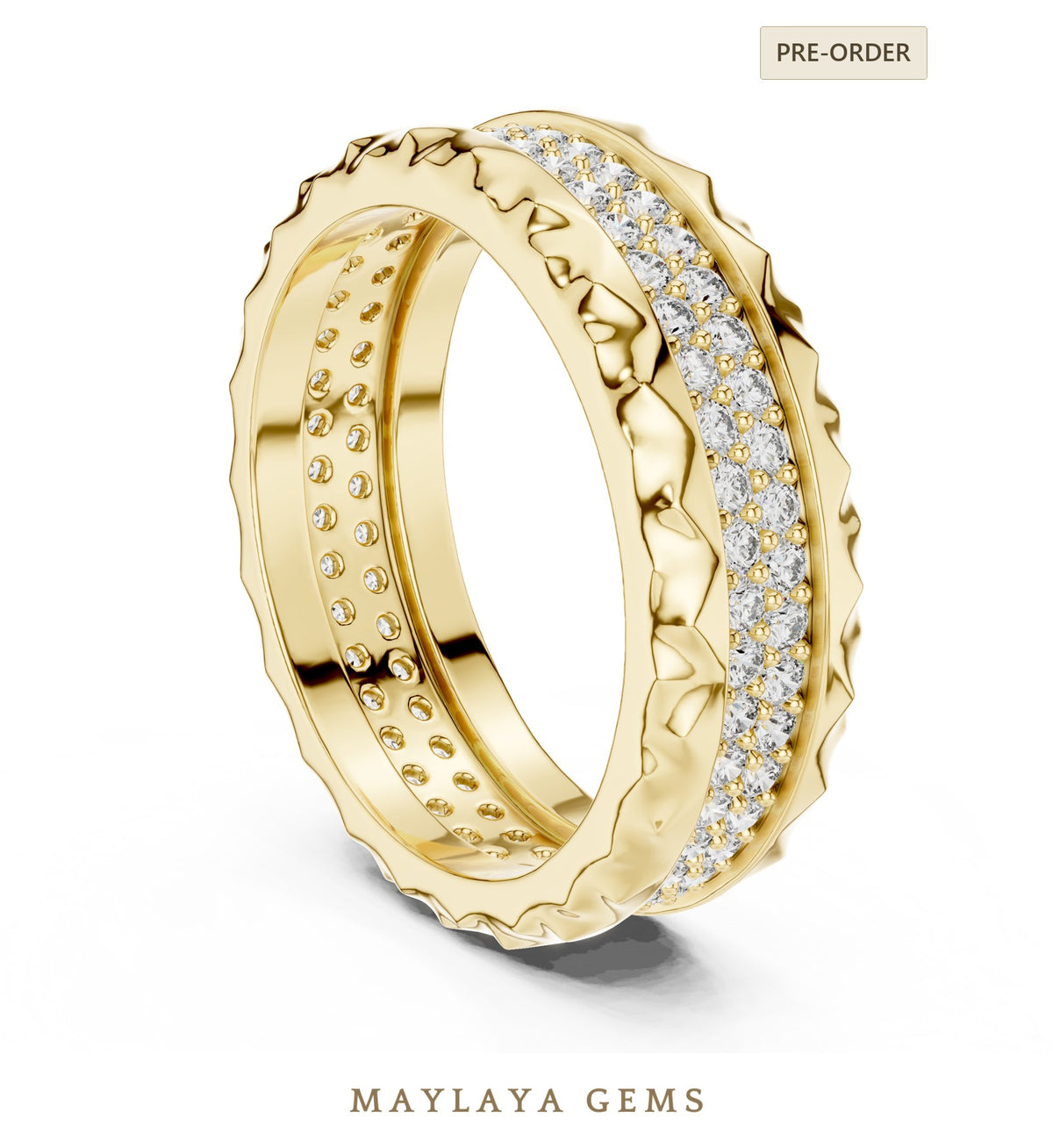 Maylaya gems lab grown diamond ring in yellow gold