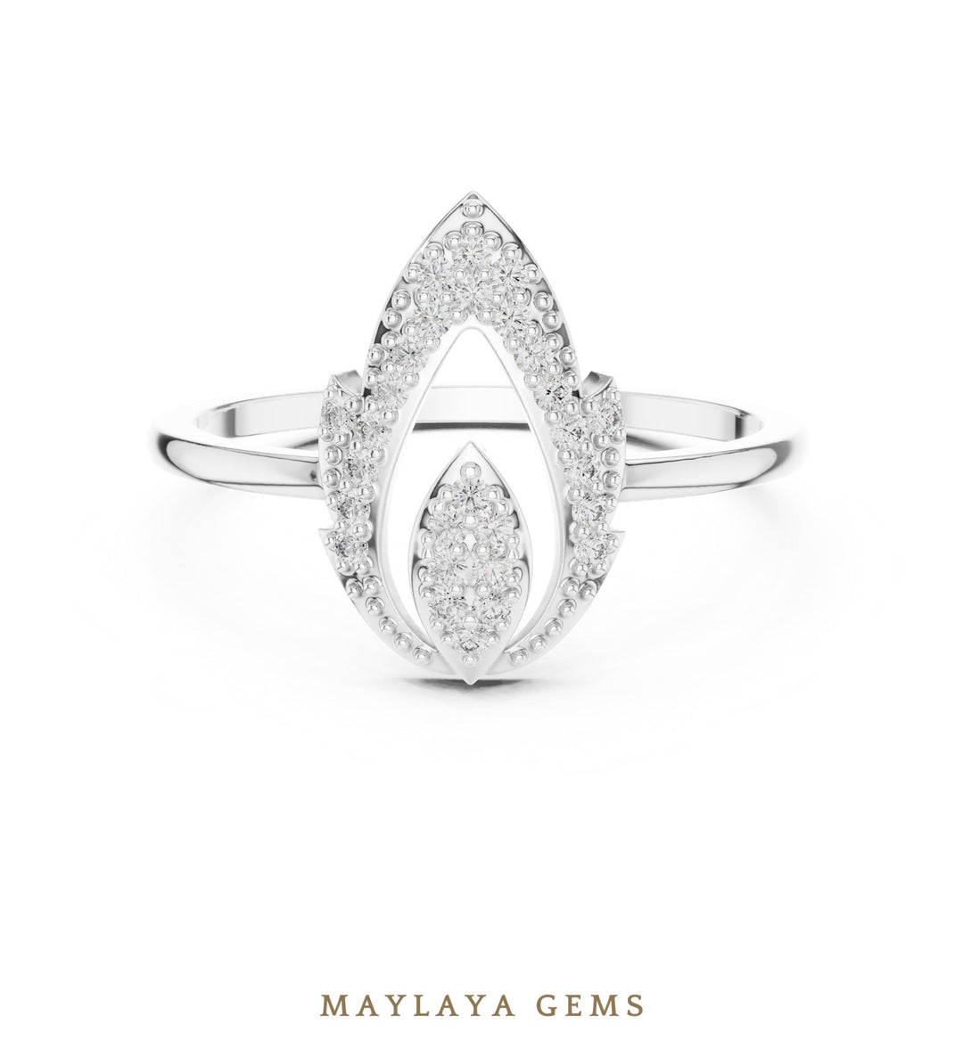 Maylaya Gems lab-grown diamond ring in white gold