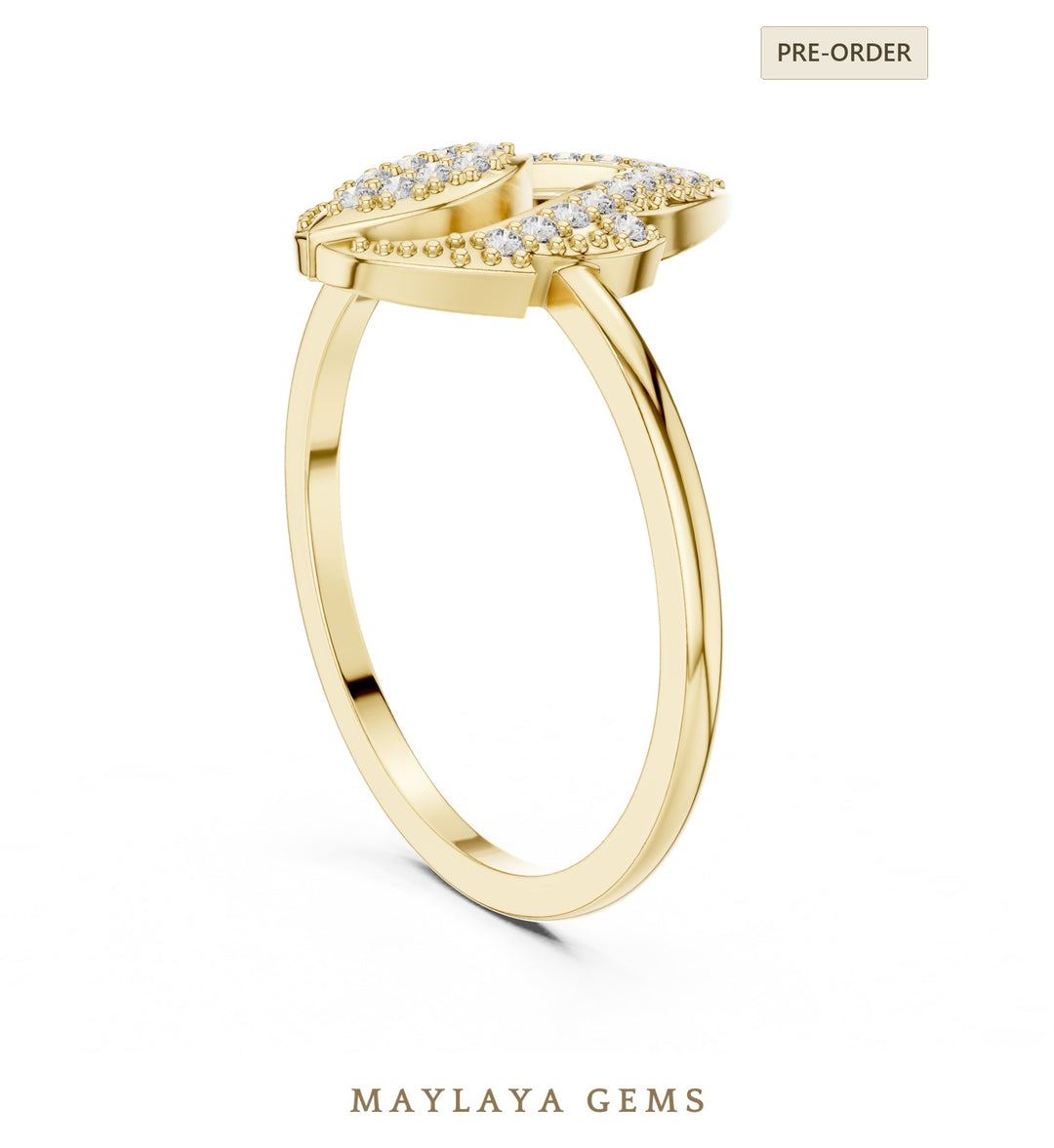 Maylaya Gems lab-grown diamond ring in yellow gold