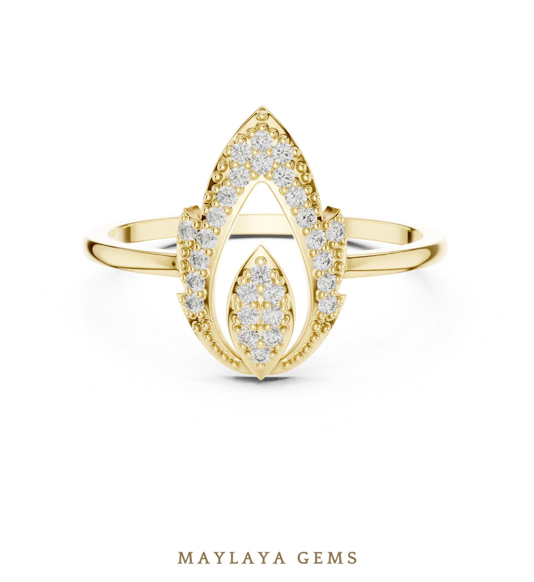 Maylaya Gems lab-grown diamond ring in yellow gold