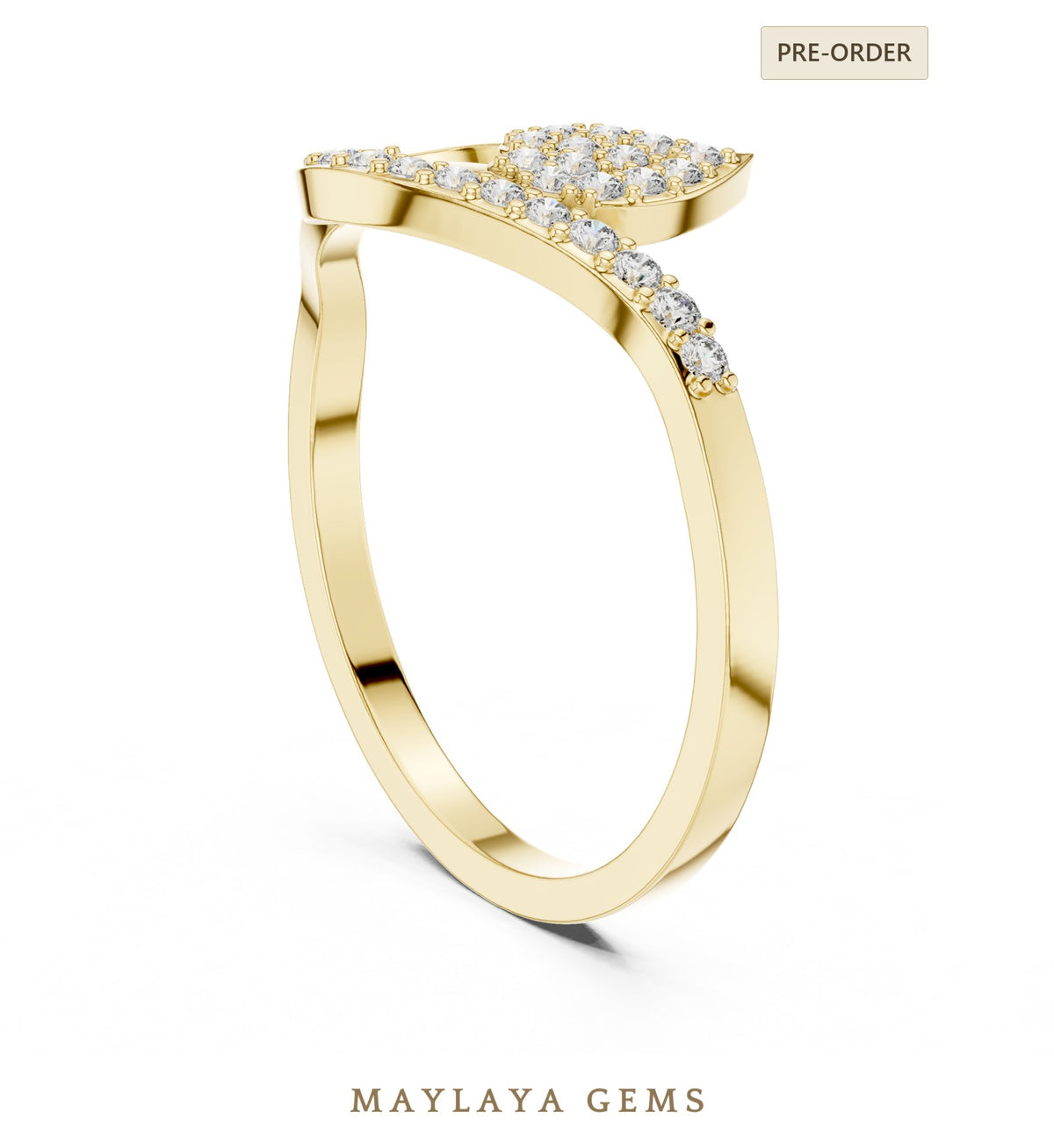 Maylaya gems lab grown diamond ring in yellow gold