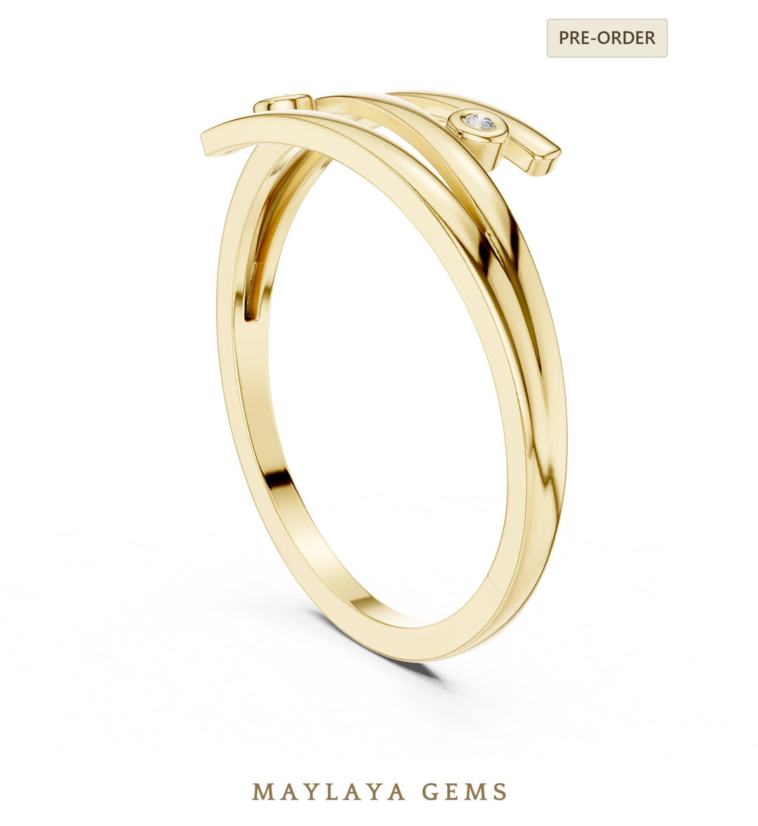 Maylaya Gems lab-grown diamond ring in yellow gold