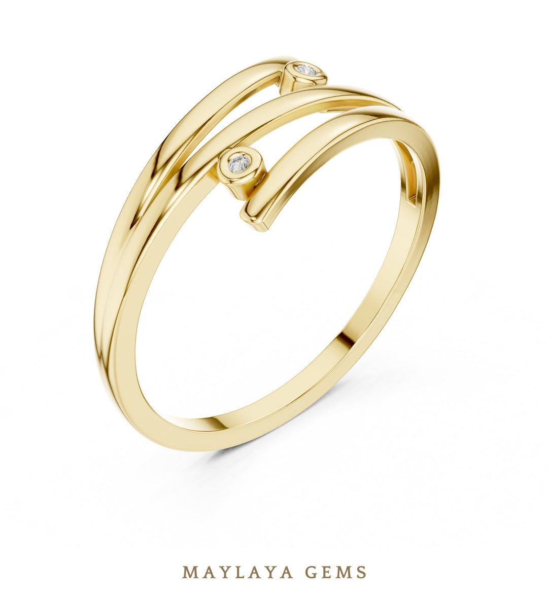 Maylaya Gems lab-grown diamond ring in yellow gold