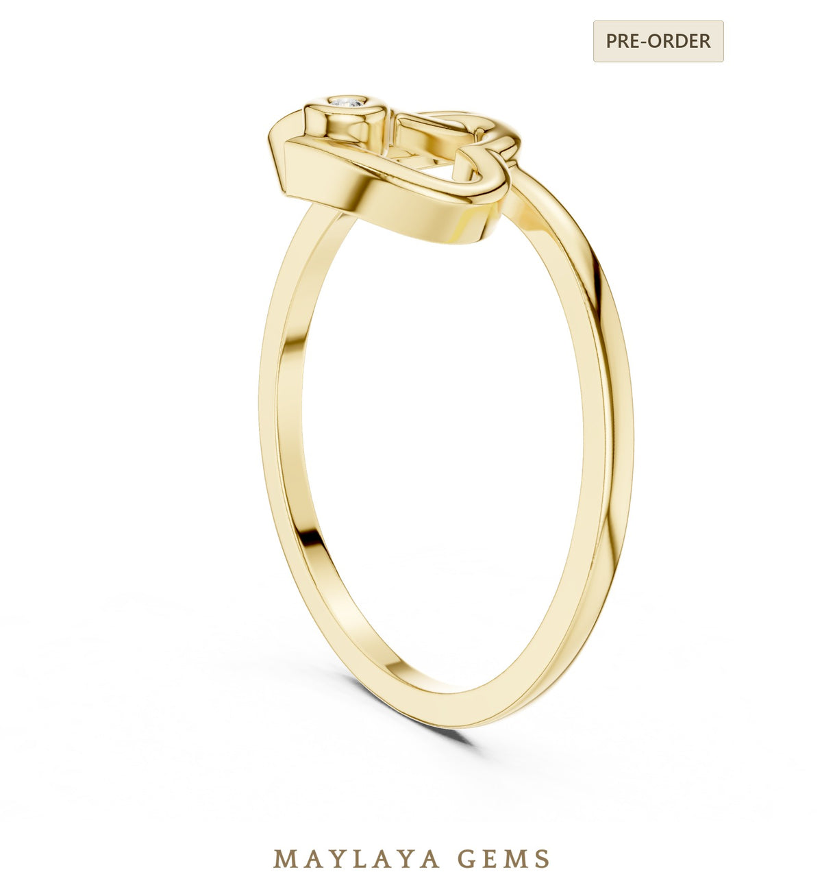 Maylaya gems lab grown diamond ring in yellow gold