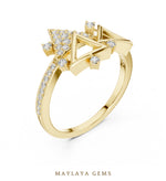 Load image into Gallery viewer, Maylaya Gems geometric triangle lab-grown diamond ring in yellow gold
