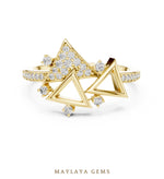 Load image into Gallery viewer, Maylaya Gems geometric triangle lab-grown diamond ring in yellow gold
