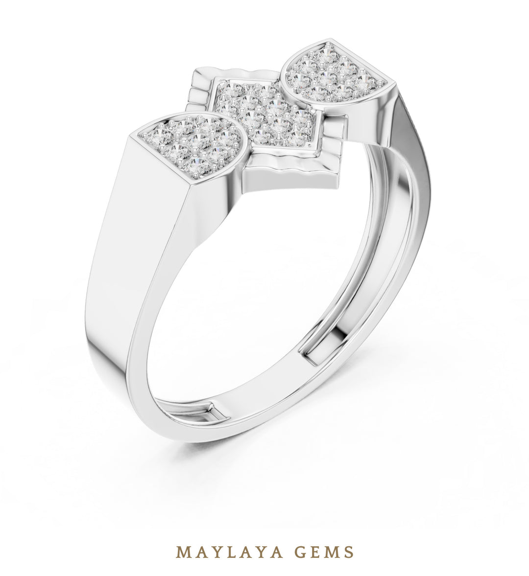Maylaya Gems double square lab-grown diamond band in white gold