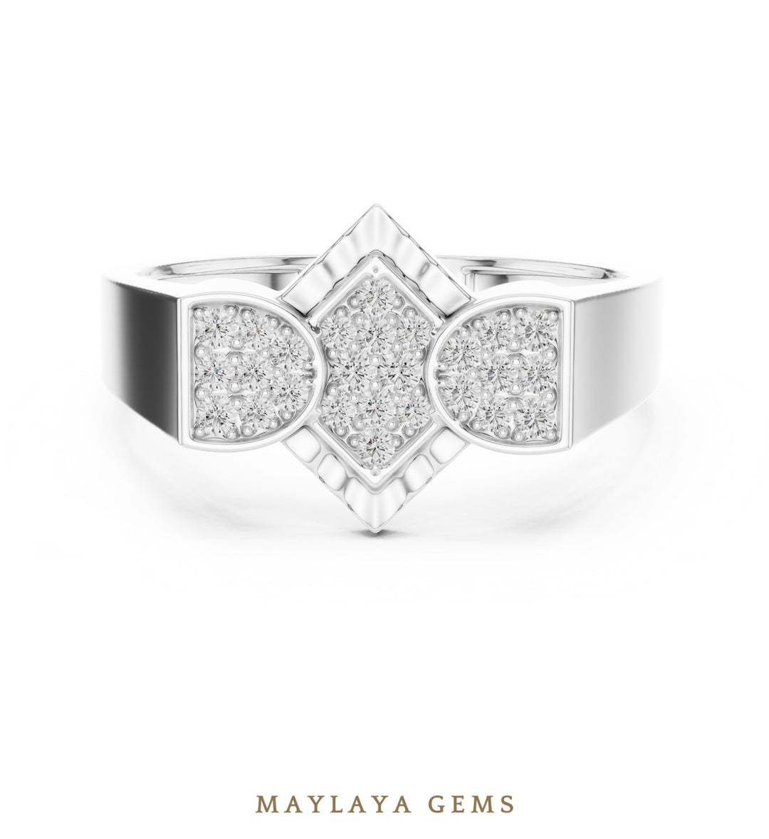 Maylaya Gems double square lab-grown diamond band in white gold