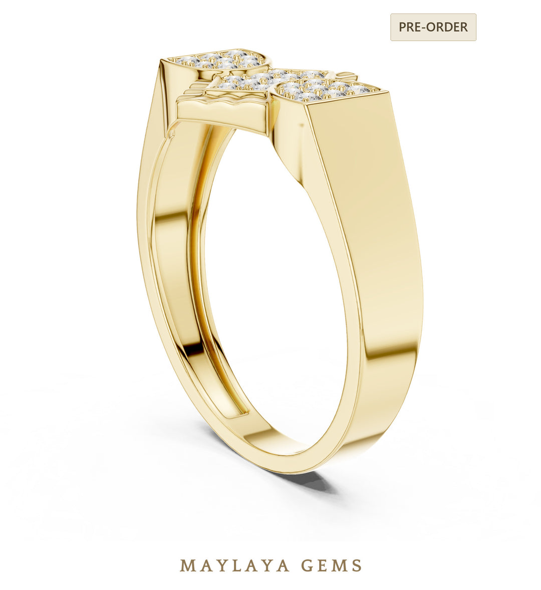 Maylaya Gems double square lab-grown diamond band in yellow gold