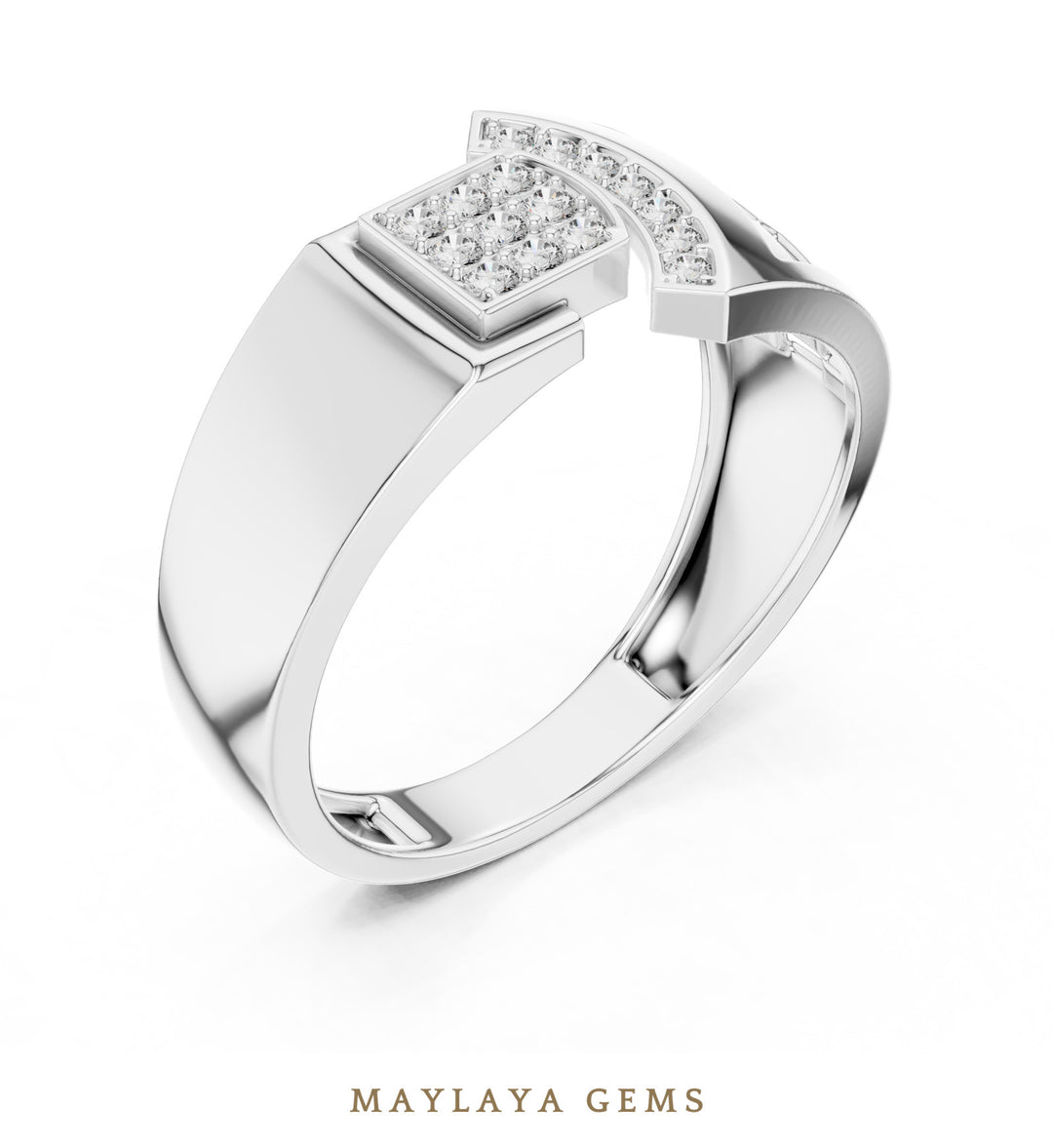 Maylaya Gems lattice bar lab-grown diamond band in white gold