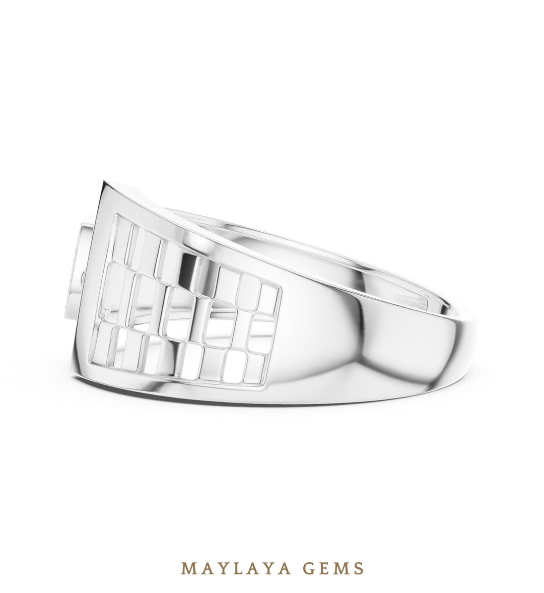 Maylaya Gems lattice bar lab-grown diamond band in white gold