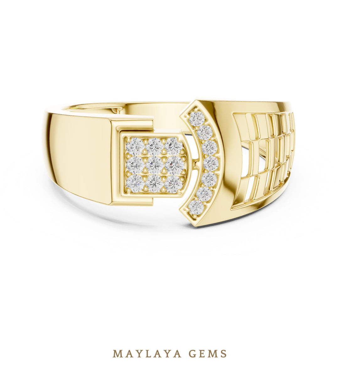 Maylaya Gems lattice bar lab-grown diamond band in yellow gold