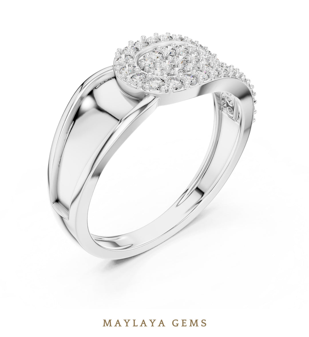 Maylaya Gems pave wave lab-grown diamond band in white gold