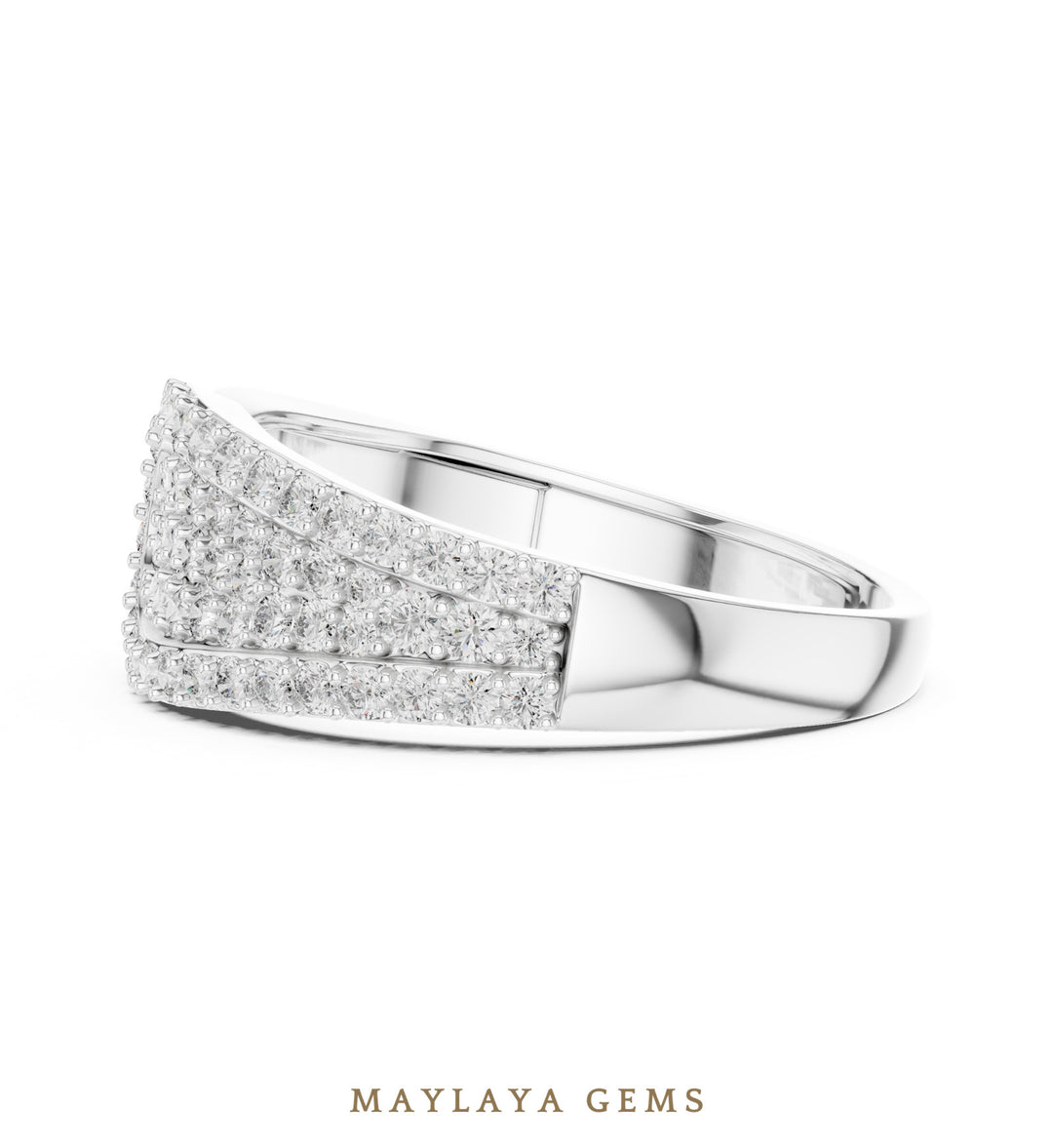 Maylaya Gems pave wave lab-grown diamond band in white gold