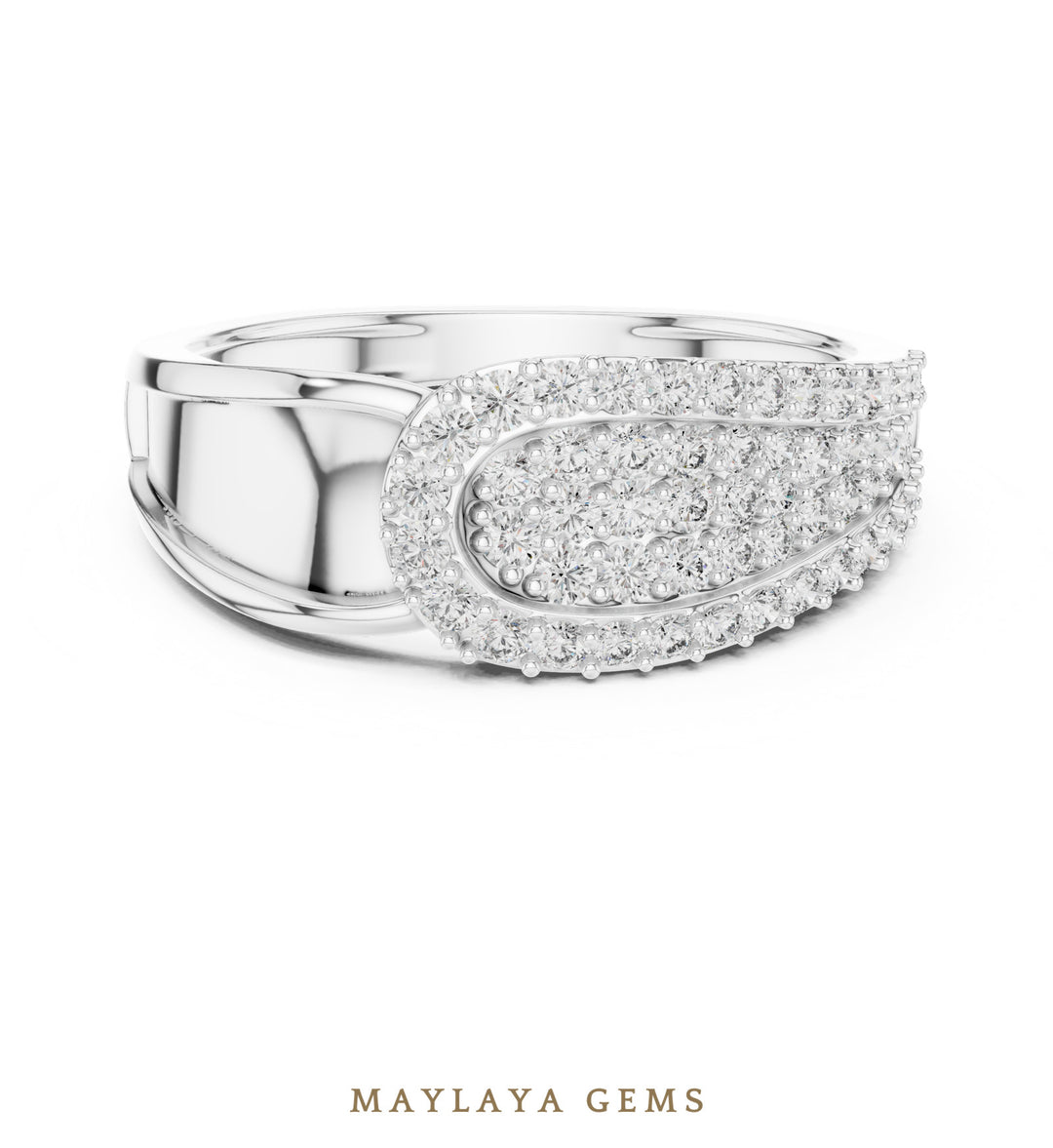Maylaya Gems pave wave lab-grown diamond band in white gold