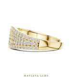 Load image into Gallery viewer, Maylaya Gems pave wave lab-grown diamond band in yellow gold

