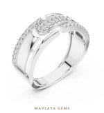 Load image into Gallery viewer, Maylaya Gems ribbon crossover lab-grown diamond band in white gold
