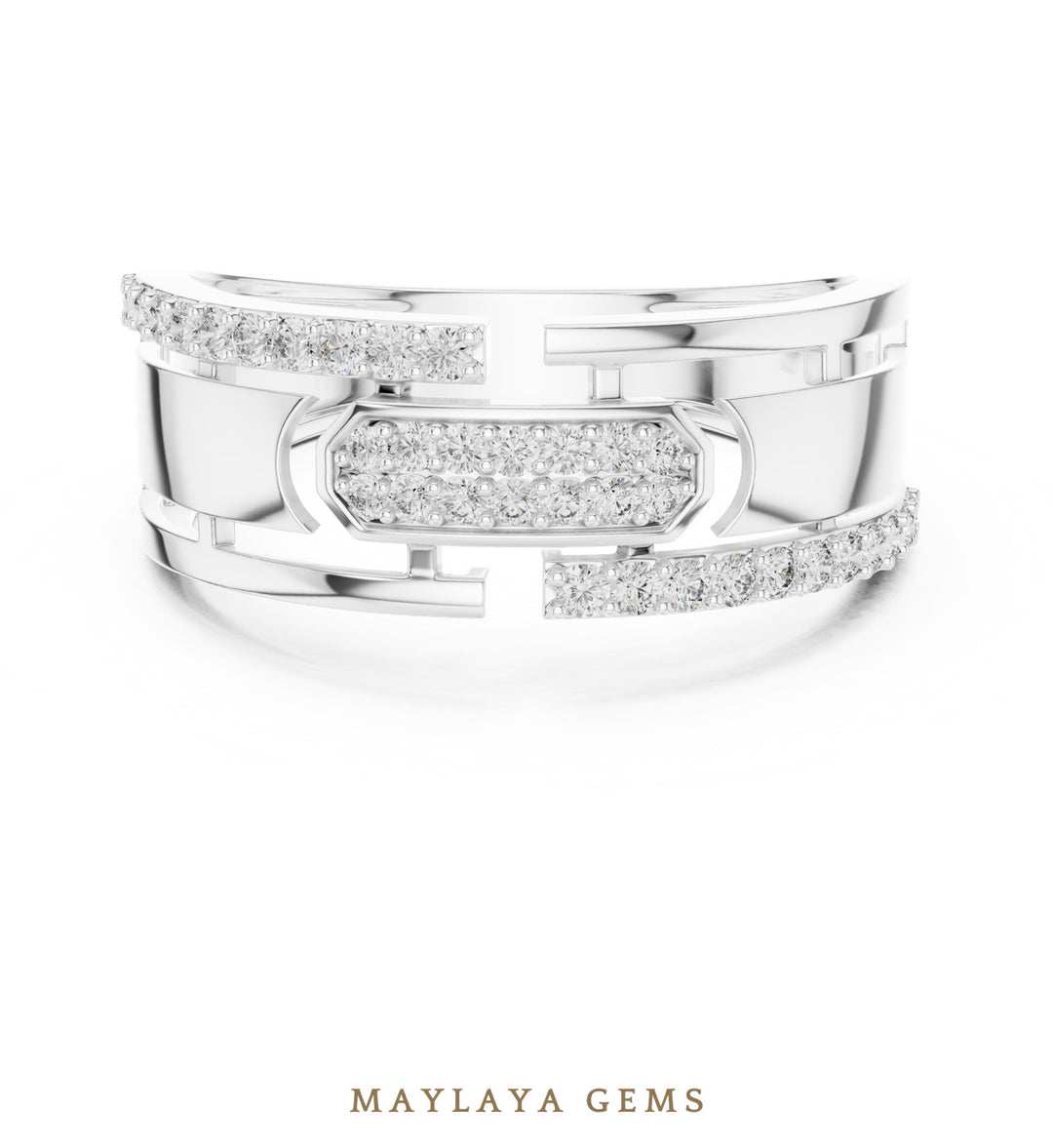 Maylaya Gems ribbon crossover lab-grown diamond band in white gold