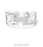 Load image into Gallery viewer, Maylaya Gems ribbon crossover lab-grown diamond band in white gold
