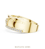 Load image into Gallery viewer, Maylaya Gems ribbon crossover lab-grown diamond band in yellow gold
