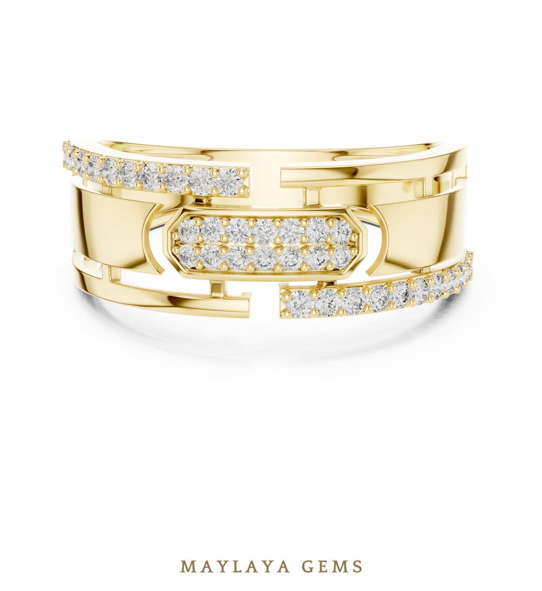 Maylaya Gems ribbon crossover lab-grown diamond band in yellow gold